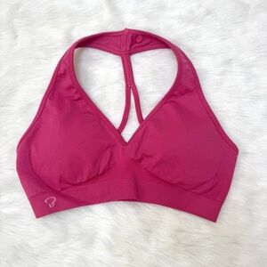 Raspberry Seamless V-Neck Sports Bra